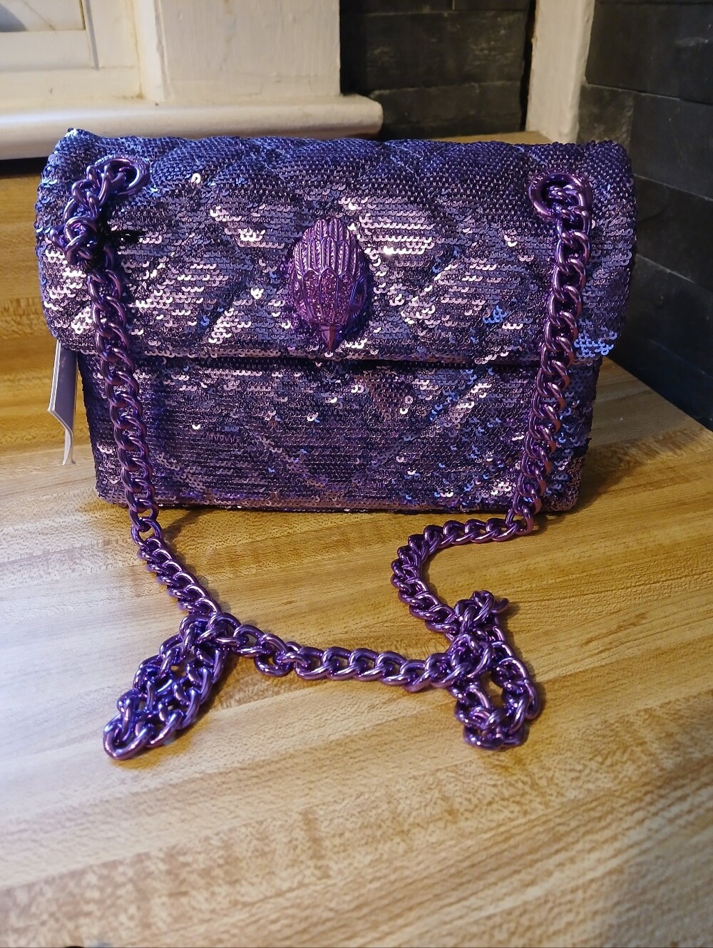 Kurt Geiger NWT Purple Sequin Kensington & Dustbag STUNNING & RARE - Picture 2 of 10